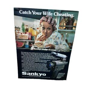 1977 Sankyo XL 400S Movie Camera Catch Wife Cheating Original Print Ad vintage